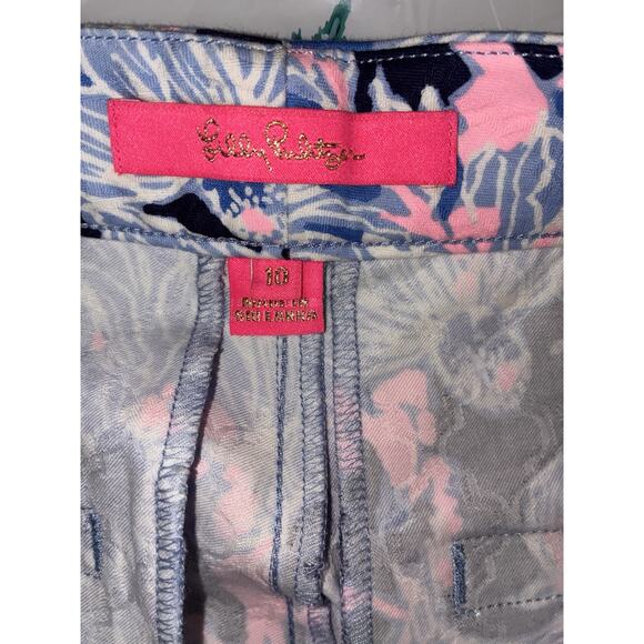 Lilly Pulitzer Pants Kelly Hi Rise Blue Amore Aqua Size 10 Inseam 27" - Picture 9 of 10